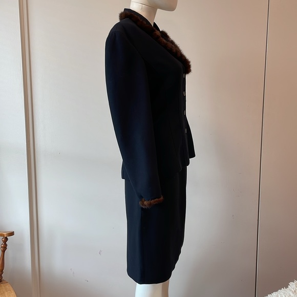 Vintage  Two Piece Fur trimmed Set by Novello Bloom Suits Sz6P - Picture 3 of 14